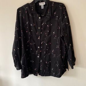 ELCC Embroidered floral button down